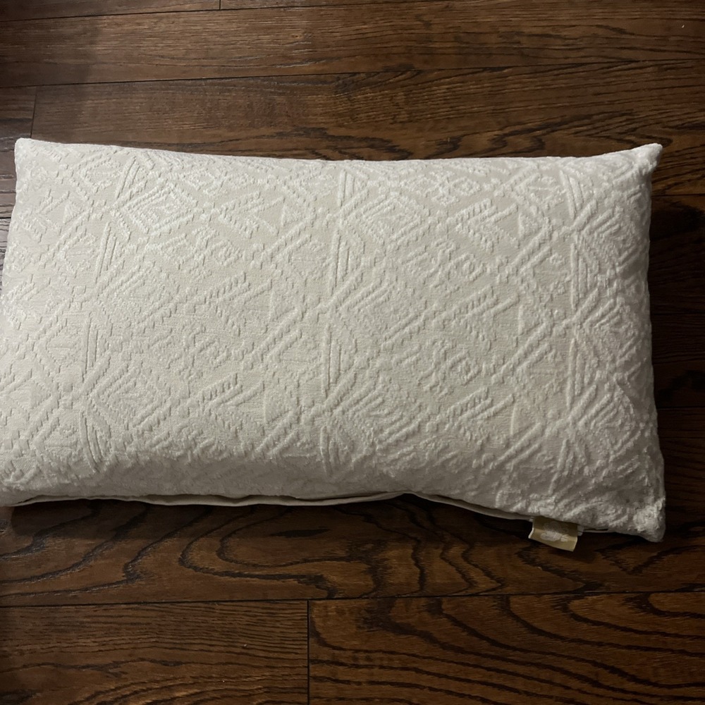 Devi Designs Geometric Boho Cream Lumbar Pillow 24" X 14" Chenille Read Desc